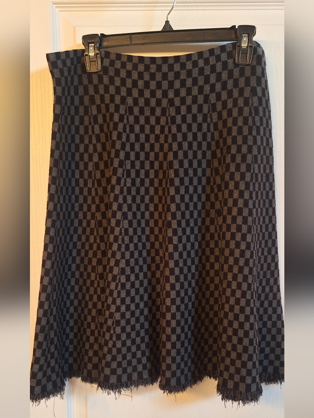 Milano Black and Gray Checkered A-Line Skirt